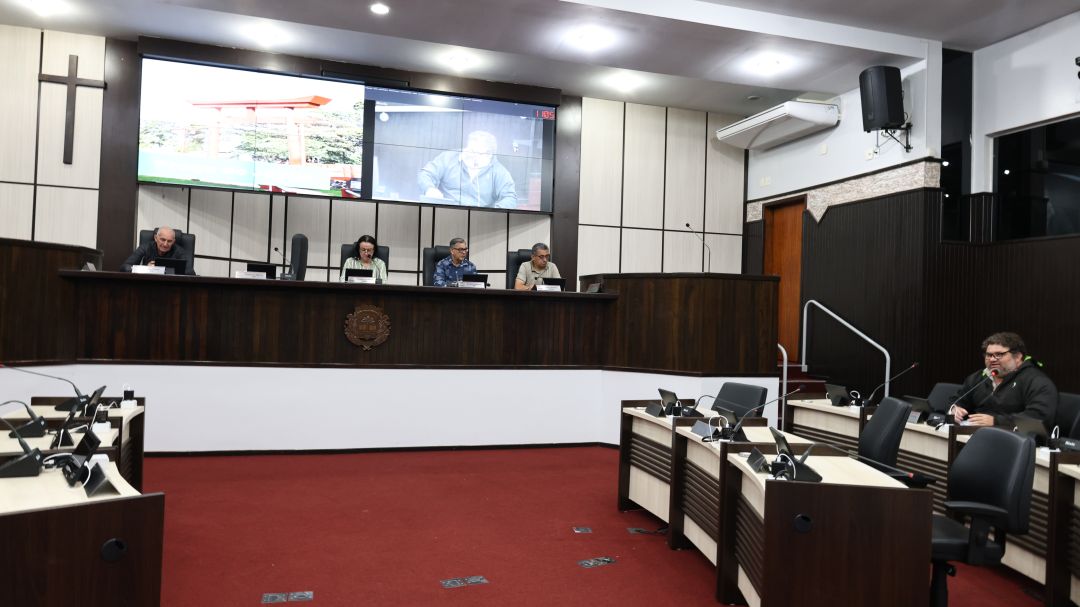 Auditório da Câmara Municipal de Toledo durante audiência pública sobre o projeto da Festa de São Francisco de Assis