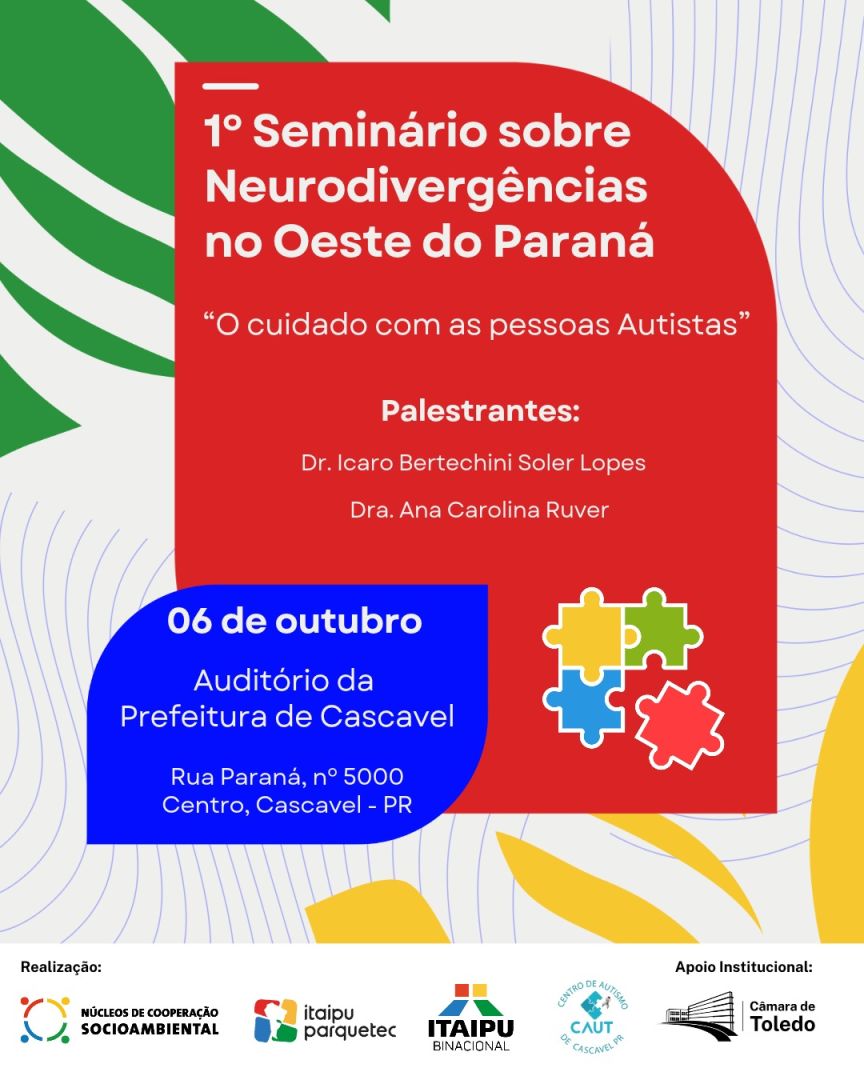 Auditório da Prefeitura de Cascavel preparado para receber o 1º Seminário sobre Neurodivergências no Oeste do Paraná
