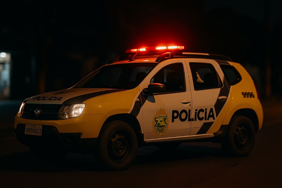 Fachada de delegacia de polícia com viatura da PM em frente, simbolizando as diversas ocorrências registradas na região.